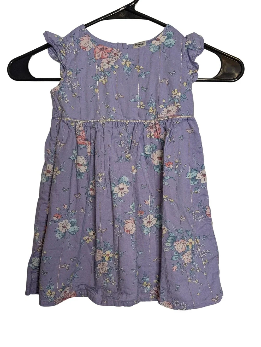 OSHKOSH Floral Lavender Dress With Silver Metallic Embellishments. Size 3T